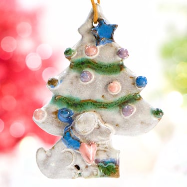 VINTAGE: 1999 - Signed Ceramic Christmas Tree Ornament - By Pat McTee - The Cookie Tree Collection - Handcrafted - SKU 00032035 