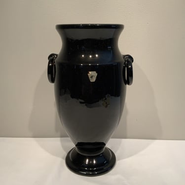 Black Pfaltzgraff Art Pottery vase, black pottery Urn, modern office decor, vintage office gifts, minimalist shelf decor, grand millennial 