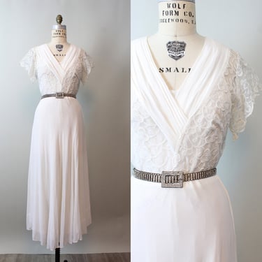 1940s LACE chiffon WEDDING gown dress small | new spring 