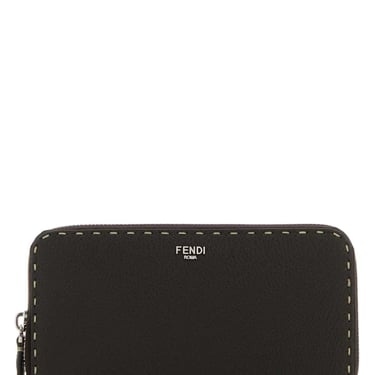 Fendi Men Dark Brown Leather Wallet