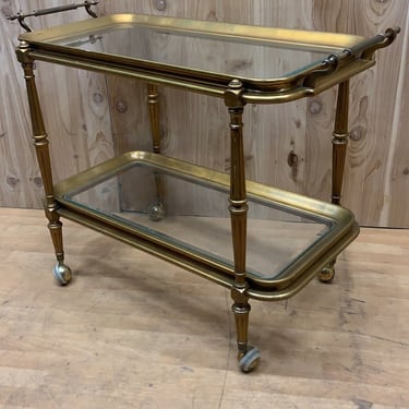 Vintage Brass Two Tier Bar Cart