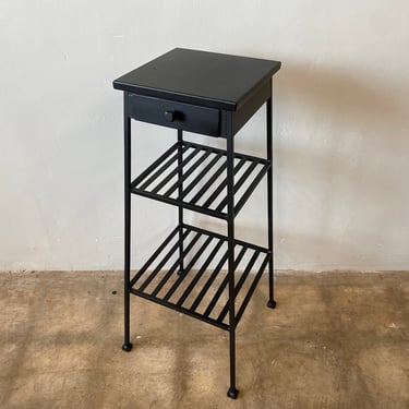 Small Minimalist Black Metal Side Table / Storage Unit 