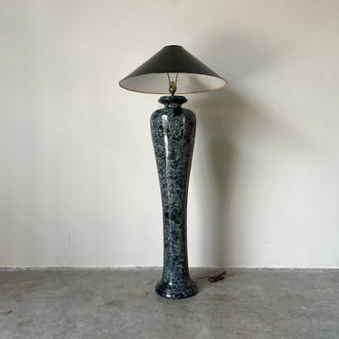 80's Maitland Smith Style Faux Green Marble Painted Floor Lamp 