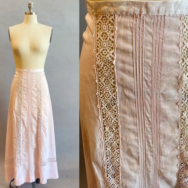 Pink Edwardian Skirt / Edwardian Lace Skirt / Size Large 