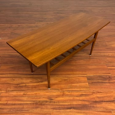 Mid-Century Teak Slat Shelf Coffee Table