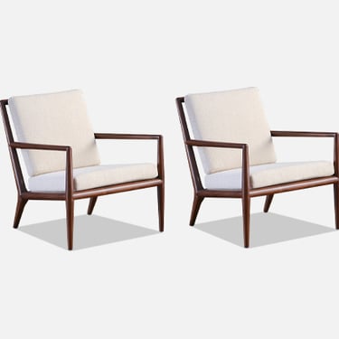 T.H. Robsjohn-Gibbings Boucle Lounge Chairs for Widdicomb
