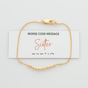 Sister - Hidden Morse Code Message Bracelet, Friendship Bracelet, Sister Gift, Minimalist Beaded Bracelet, Perfect Birthday Gift for Sister 