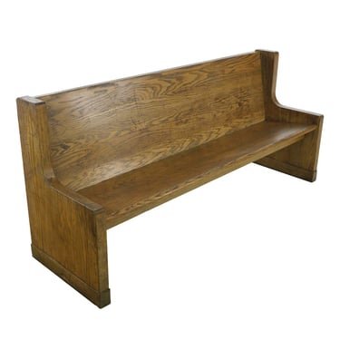 Antique 6 ft Refinished Oak Simple Courthouse Bench