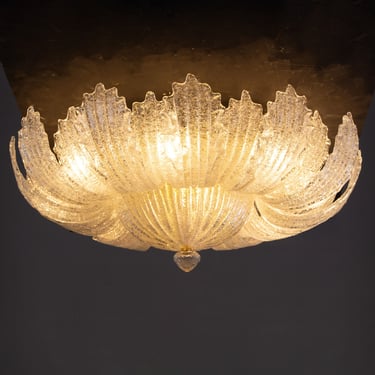 Lampadario plafoniera in vetro vintage di Murano trasparente, diametro 80cm fatta a mano con graniglia, luce design lusso Made in Italy 