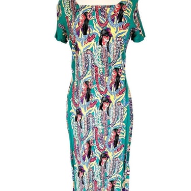 Vintage Tiki Print Dress Reyn Spooner Hawaiian Traditionals / XS 