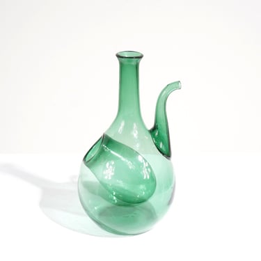 Italian Green Glass Decanter, 1960s 