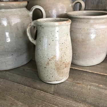 Antique Gris Pottery Pitcher Jug, Stoneware, Rustic French Farmhouse, Farm Table Decor 