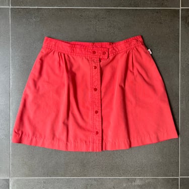 70s Hot Pink Salmon Tennis Miniskirt Button Front Size M 