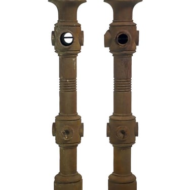 Pair of Antique 39 in. Ball Finial Cast Iron Posts