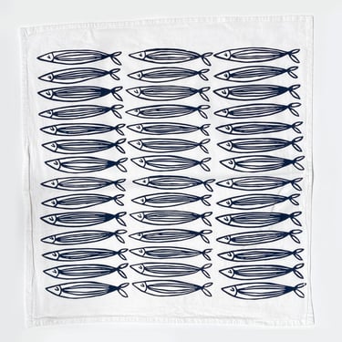 White Sardines Tea Towel