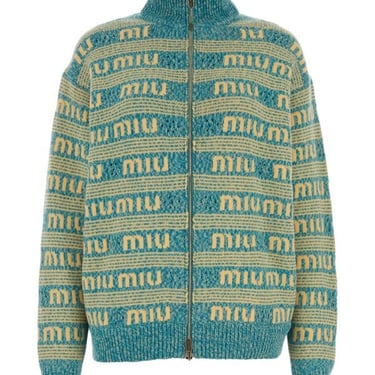 Miu Miu Woman Embroidered Wool Blend Oversize Cardigan