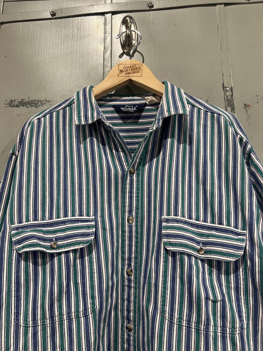 緑縞 80s makers broad stripe button down Green stripe 80s makers broad stripe button down Other