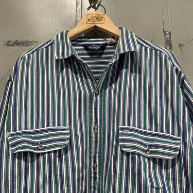 80s XL Vintage Woolrich Long sleeve vertical striped | Great