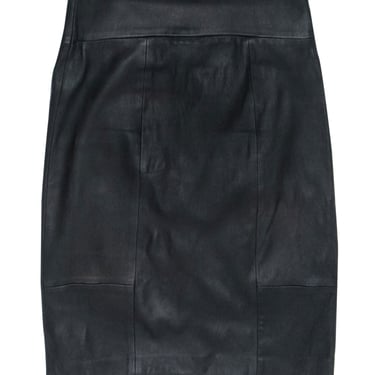 Rachel Zoe - Black Leather Double Zipper Pencil Skirt Sz 4