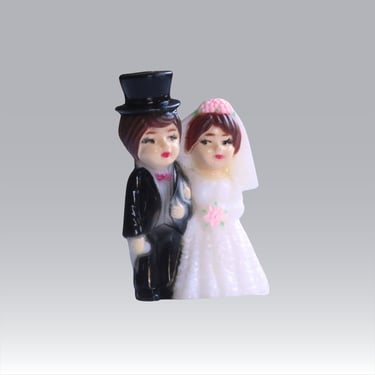 Vintage Mini Bride and Groom for Gift Package Adornments or Cake Topper 