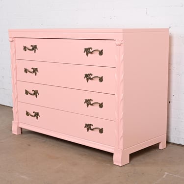 John Stuart French Regency Pink Lacquered Dresser Chest, Newly Refinished