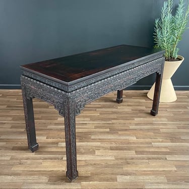 Antique Chinese Style Hand Carved Wood Console Table 