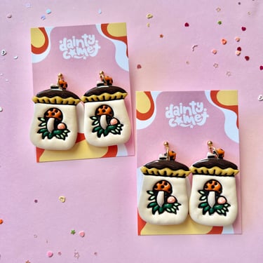 Retro Merry Mushroom Jar Earrings