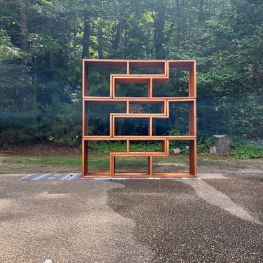 Modular six piece oak shelving unit bookcase 