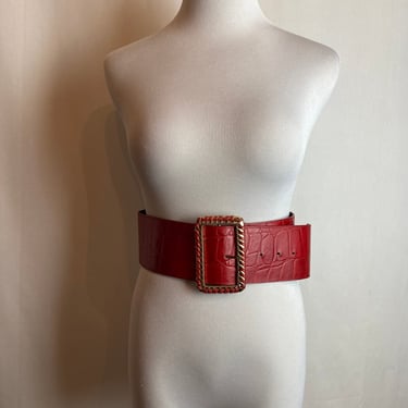 Vintage Tan Leather Belt Croc Embossed Liz Claiborne 1  display picture 1