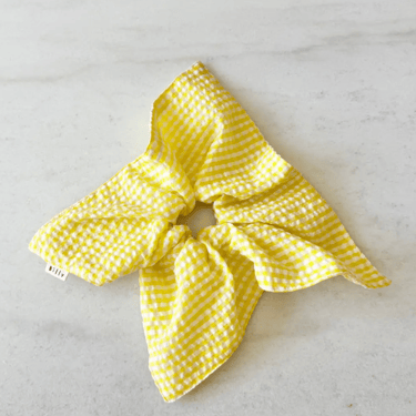 Mini gingham diamond scrunchies, yellow