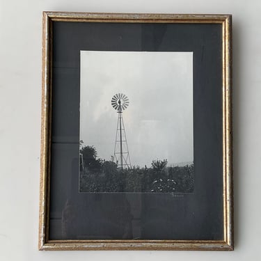 Windmill Black and White Framed Photo