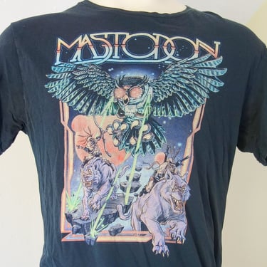 Vintage Mastodon band t shirt large, worn in, soft faded black tee, stoner metal album rock & roll 