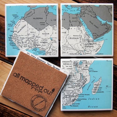 1971 Sub-Saharan Africa Map Coasters Set of 4. Africa History Gift. Africa Décor. Vintage Map. Africa Travel Gift. Coasters Africa Geography 