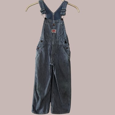 Vintage 70s Round House Sanforized Conductor Engineer Striped Overalls, Estimate 5t 