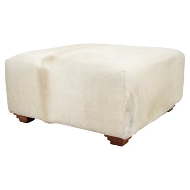 Cowhide Upholstered Storage Pouf or Ottoman