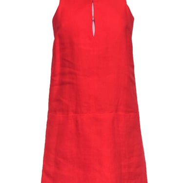 Emerson Fry - Tomato Red Woven Shift Dress w/ Front Pockets Sz XS