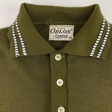 1960's Knit Pullover Shirt - by CAMPUS - Pure ORLON - MOD Styling - Men's Size Medium 