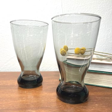 Vintage Libbey Pilsner Glasses in Smoke Gray Gradient Hourglass Glass Tumblers | Midcentury Modern High Ball Barware | Beer Cider | Set of 2 