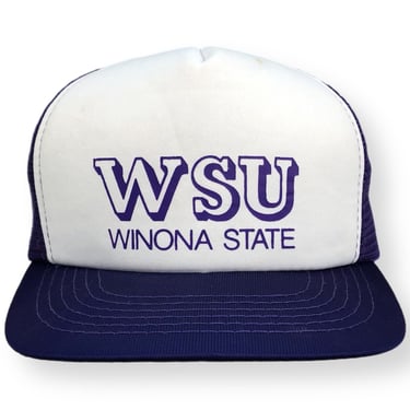 Vintage 80s Youngan Winona State University Warriors Mesh SnapBack Trucker Hat Cap 