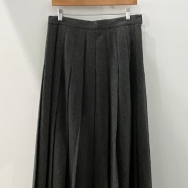 Gray Wool Pleated Skirt