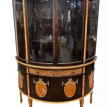 Vitrine, Demilune, Neo Classical Style, Poly-Chrome and Mahogany, Display, China!!