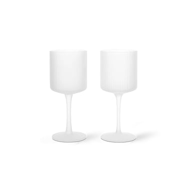 Ripple White Wine Glasses, Set of 2, Frosted