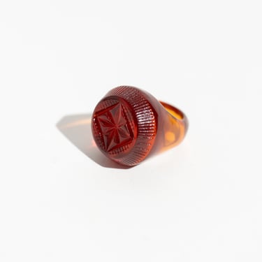 Amber Round Etched Resin Wax Seal Ring