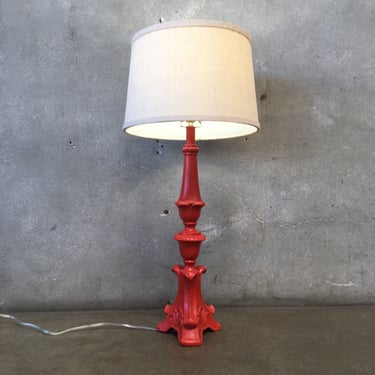 Tall Hollywood Regency Table Lamp in Persimmon