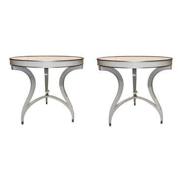 Caracole Signature Modern White and Gold the Ladies Side Tables Pair