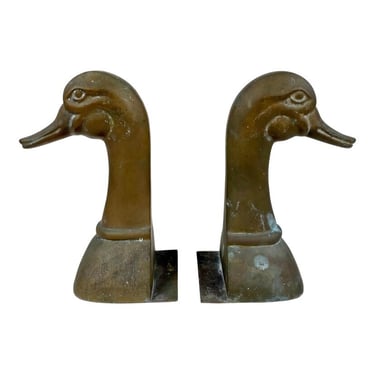 20th Century Sarreid Ltd Solid Brass Duck Bookends 