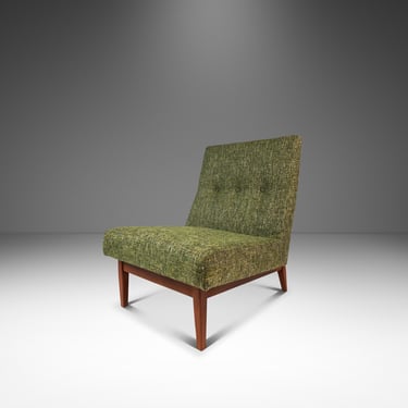 RARE Mid-Century Modern Slipper / Lounge Chair Newly Upholstered w/ Walnut Base by Milo Baughman for Thayer Coggin, USA, c. 1960s 