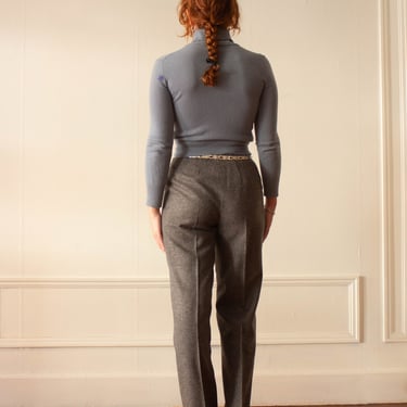 1980s Jacques Fath Muted Cornflower Cashmere Turtleneck 