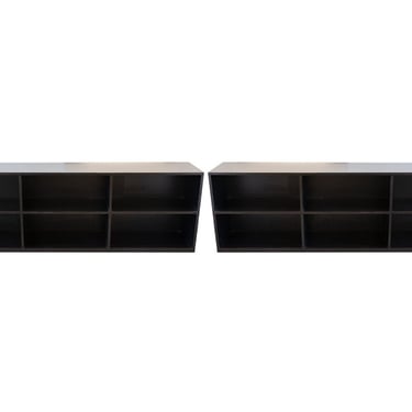 Post Modern Pair of Black Wood Modular Shelving Storage Units 