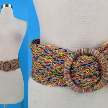 Vintage 70s Colorful Woven XS Waist Belt 